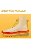 LX09 - Vegan Doğal Mantar Turuncu Peluş | Doğal Isı, Soğuk Havalara Özel, Sıcak Tutan Iç Tabanlık