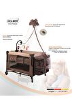 Holmer Coolstyle (Deluxe Kumaş) Premium Cibinlikli Dönenceli Anne Yanı/Oyun Parkı/Park Yatak 70x110cm Bej