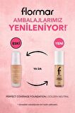 Flormar Perfect Coverage Yoğun Kapatıcı Su Bazlı Fondöten (NÖTR ALT TON) -121 Golden Natural -8682536058322