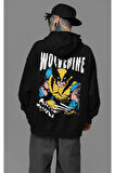 Wolverine Karakter Baskılı Unisex Oversize Hoodie