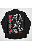 Iron Maiden Müzik Grubu Baskılı Unisex Rock Metal Cepli Gömlek