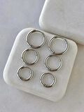 Çelik Silver 6 Lı Set Küpe