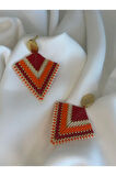 Miyuki, Cam Boncuk, Handmade, Renkli, Yelpaze Küpe, Tasarım