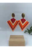 Miyuki, Cam Boncuk, Handmade, Renkli, Yelpaze Küpe, Tasarım