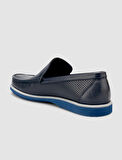 %100 Hakiki Deri Lacivert Erkek Loafer 