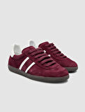%100 Hakiki Deri Bordo Bağcıklı Kadın Sneaker