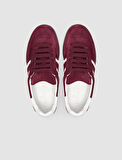 %100 Hakiki Deri Bordo Bağcıklı Kadın Sneaker