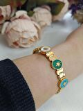 Luna Jewelry Kadın Gold Renk 316 L Çelik Kutup Yıldızı Detaylı Renk Atmaz Kelepçe Bilezik