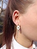 Luna Jewelry Kadın Gold Renk Beyaz Sedefli Mineli Kelebek Model 316 L Çelik Küpe