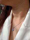 Luna Jewelry Kadın Pırlanta Modeli Mavi Zirkon Taşlı 316 L Çelik Kalp Kolye
