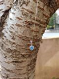 Luna Jewelry Kadın Pırlanta Modeli Mavi Zirkon Taşlı 316 L Çelik Kalp Kolye