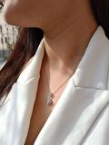 Luna Jewelry Kadın Pırlanta Modeli Pembe Zirkon Taşlı 316 L Çelik Kalp Kolye