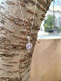 Luna Jewelry Kadın Pırlanta Modeli Pembe Zirkon Taşlı 316 L Çelik Kalp Kolye