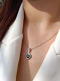 Luna Jewelry Kadın Pırlanta Modeli Yeşil Zirkon Taşlı 316 L Çelik Kalp Kolye