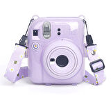 Fujifilm Instax Mini 12 10 Filmli Kıskaçlı Stand-PVC Albüm ve Simli Pleksi Kılıflı Lila Fotoğraf Mak