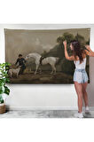 George Stubbs 'un Creswell Kayalıkları'nda Damat ve Tazı ile Gri Avcı Duvar Örtüsü-7002