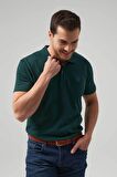 Ds Damat Regular Fit Haki Pike Dokulu %100 Pamuk Kıvrılmaz Polo Yaka Nakışlı T-Shirt 4HC14ORT51000 4HC14ORT51000