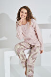%100 Pamuk Uzun Kol Kadın Pijama Takımı 98409