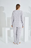%100 Pamuk Uzun Kol Büyük Beden Kadın Pijama Takımı 98906