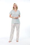 Bambu, Esnek kumaş, Kısa Kol Kadın Pijama Takımı 73225