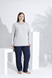 %100 Pamuk Uzun Kol Kadın Pijama Takımı 98410