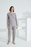 Angelique %100 Pamuk Uzun Kol Kadın Pijama Takımı 21505