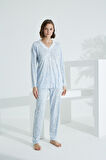 Angelique %100 Pamuk Uzun Kol Kadın Pijama Takımı 21502