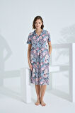 Bambu Kısa Kol Cepli Yazlık Kadın Gecelik 72960
