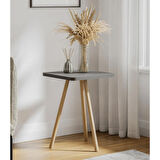 Reyo Kare Yan Sehpa Ahşap Ayaklı Tekli Zigon Sehpa Gri