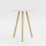 Reyo Kare Yan Sehpa Ahşap Ayaklı Tekli Zigon Sehpa Beyaz