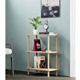 Reyo Dekoratif 3 Raflı Ahşap Ayaklı Kitaplık Yan Sehpa Beyaz