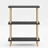 Reyo Dekoratif 3 Raflı Ahşap Ayaklı Kitaplık Yan Sehpa Gri