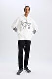 DeFactoFit NBA Brooklyn Nets Oversize Geniş Kalıp Kapüşonlu Kalın Sweatshirt D8513AX25SPER105