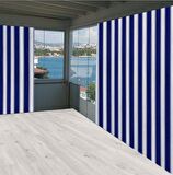 Ceylan Home Balkon Perdesi Mavi Kalın Çizgili 700x250