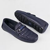 Cabani Hakiki Deri Lacivert Erkek Loafer