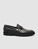 %100 Hakiki Deri Siyah Toka Detaylı Erkek Loafer