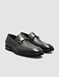%100 Hakiki Deri Siyah Toka Detaylı Erkek Loafer