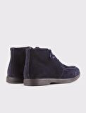 Süet Hakiki Deri Lacivert Fermuarlı Erkek Günlük Bot