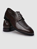 %100 Hakiki Deri Kahverengi Bağcıklı Erkek Klasik Ayakkabı