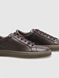 Hakiki Deri Kahverengi Bağcıklı Erkek Sneaker