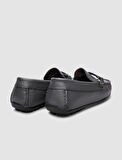 %100 Hakiki Deri Gri Tokalı Erkek Loafer