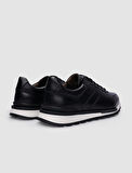 Hakiki Deri Siyah Bağcıklı Erkek Sneaker