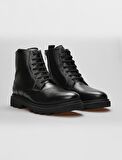 Hakiki Deri Siyah Bağcıklı Fermuarlı Erkek Günlük Bot