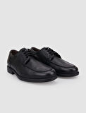 %100 Hakiki Deri Siyah Bağcıklı Erkek Günlük Ayakkabı