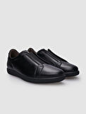 %100 Hakiki Deri Siyah Lastikli Erkek Sneaker