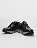 Hakiki Deri Siyah Bağcıklı Erkek Spor Ayakkabı