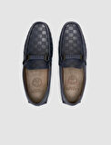 %100 Hakiki Deri Lacivert Toka Detaylı Erkek Loafer