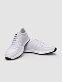 %100 Hakiki Deri Beyaz Bağcıklı Erkek Sneaker