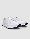 %100 Hakiki Deri Beyaz Bağcıklı Erkek Sneaker
