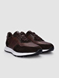 %100 Hakiki Deri Kahverengi Bağcıklı Erkek Sneaker